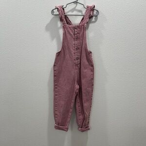 Zara ruffle 4/5 Pink Denim Overalls